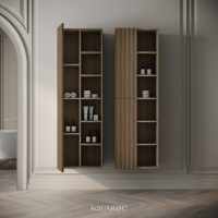 Wall Hung Fluted Bathroom Storage Unit 500mm Smoked Oak
